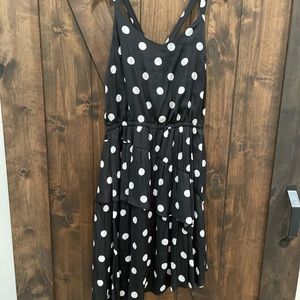 Asymmetrical Back and White Polka Dot Dress.